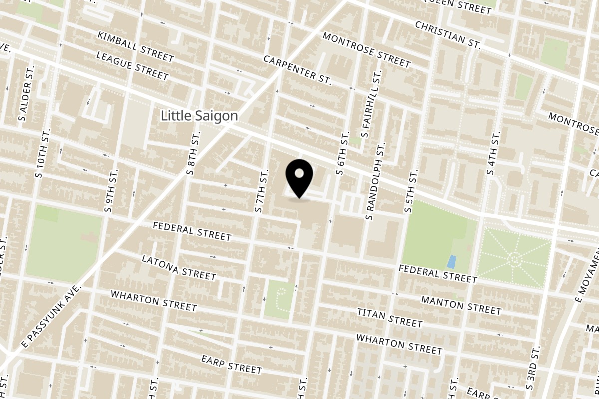 Map showing the location of Sharetea South Philly on 600 Washington Ave in Philadelphia